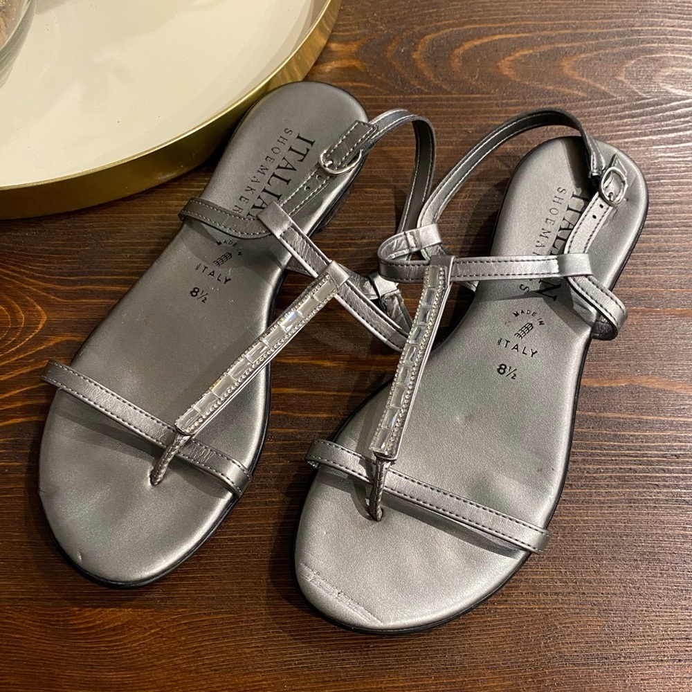 Italian Shoe Maker Silver Sandals